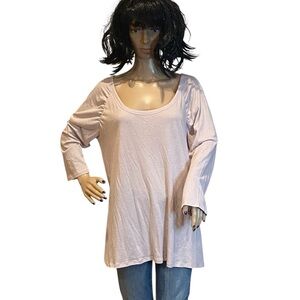 Gap Slightly Sheer Raglan Sleeves Very Light Pink Long Sleeved Top Tee Sz XL NWT